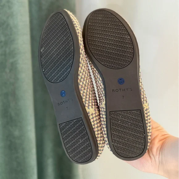 Rothy's Metallic Jewel Box Round Toe Ballet Flat - Tan/Pink/Teal - Size 7 *Rare* - Picture 9 of 9